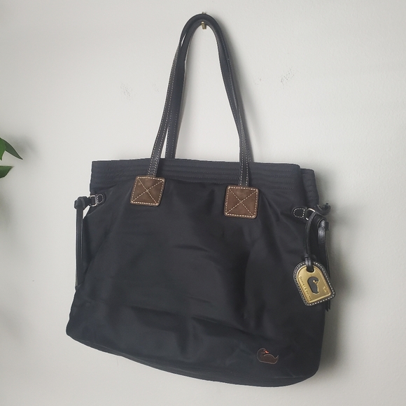 Dooney & Bourke Handbags - Dooney & Bourke Victoria Black Nylon Leather Trims Tote Shoulder Bag Pink *